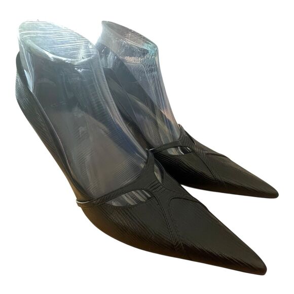 VOZ EUC Women’s BLACK Pumps Faux Snakeskin Size 9M Career Work Luxury Mature - Picture 4 of 11